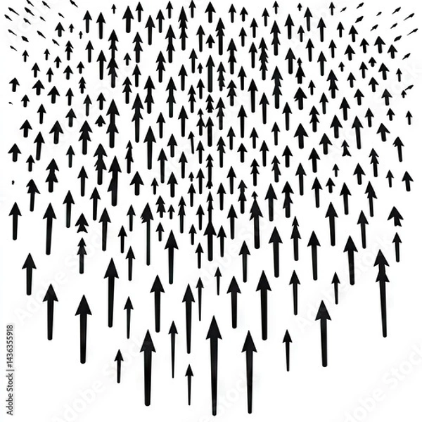 Fototapeta Many upward pointing arrows.  A visual representation of growth, success, or rising trends