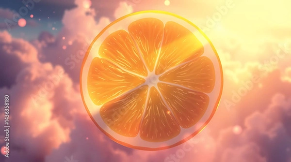 Fototapeta Linear citrus slice icon