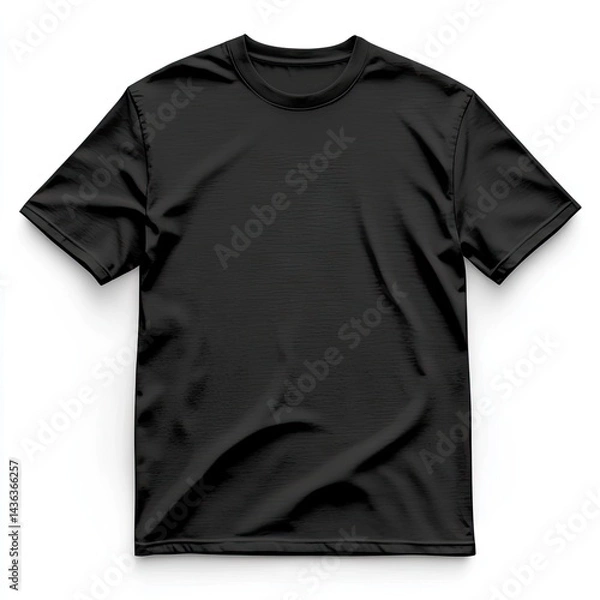 Fototapeta Blank black t-shirt,  crew neck, short sleeve.  A versatile, simple design for customization