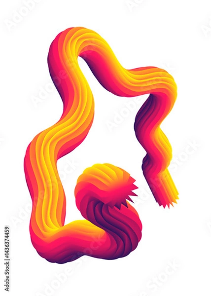 Fototapeta A vibrant 3D visualization of a twisting, fluid form in motion—featuring bold colors, smooth geometry, and dynamic energy. Abstract dynamic style fluid lines for design elements.
