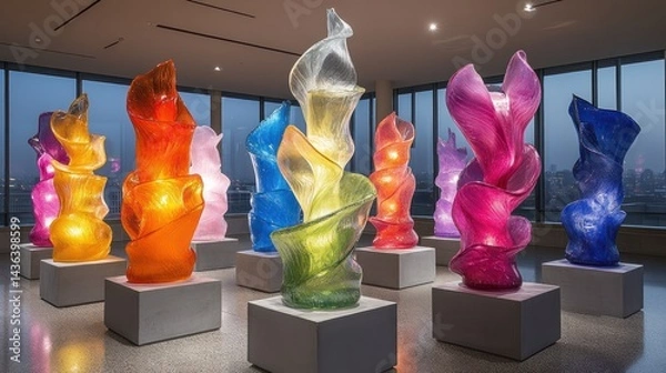 Obraz Chromatic Symphony: A Kaleidoscope of Glass Sculptures