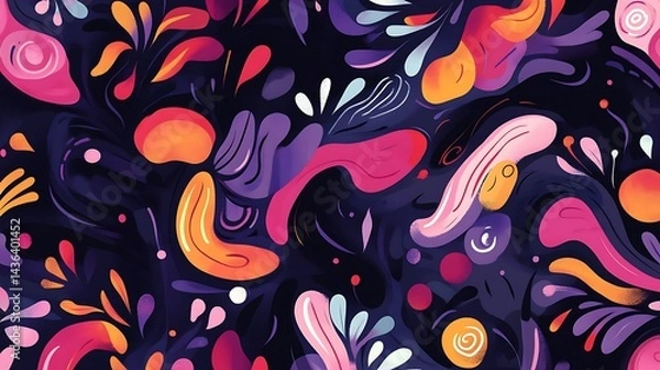 Obraz Abstract Colorful Floral Design Dark Background