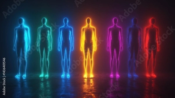 Obraz Neon Humanoids: A Spectrum of Light and Form