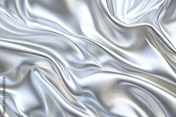 Fototapeta Elegant silver fabric drapes in flowing folds.  Detailed texture of a smooth, luxurious material