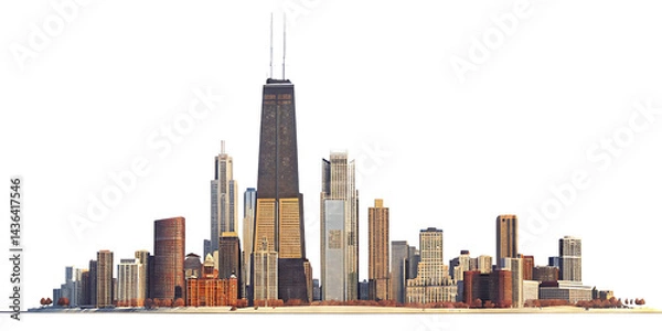 Obraz chicago skyline isolated on white background PNG