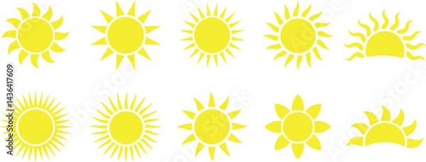 Fototapeta Sun Icon Collection of  vector design on transparent background.