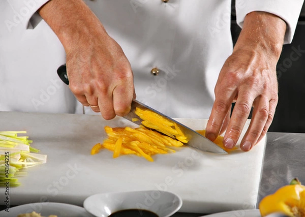 Obraz Chef carving pepper