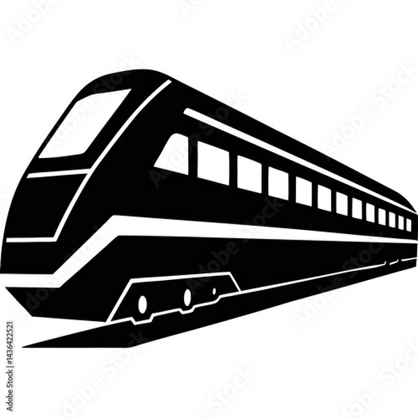 Fototapeta Side View of a Train in Silhouette Style – Clean and Bold Vector Design