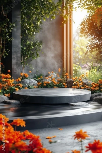 Fototapeta Minimal pedestal with background for product mock-up