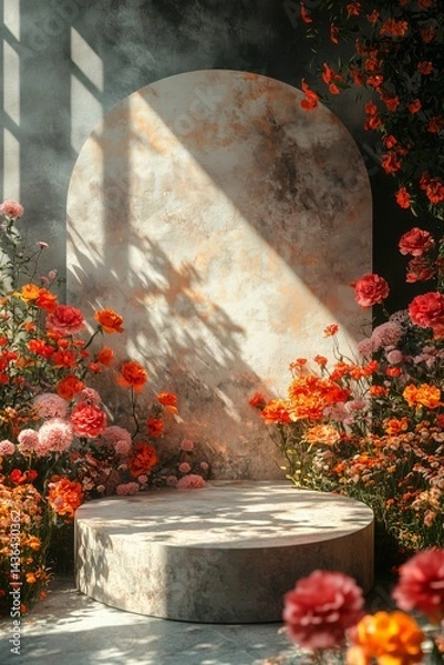 Fototapeta Minimal pedestal with background for product mock-up