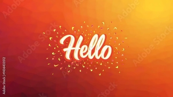Fototapeta artistic_hello_script_over_a_gradient_background_blending_fiery_red_and_soft_yellow_shades