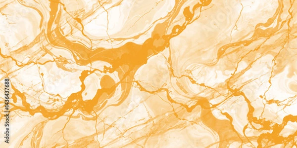 Obraz golden marble texture with fluid, natural swirls and veins, rich golden-orange and creamy off-white tones abstract background, sophisticated and smooth marble pattern.