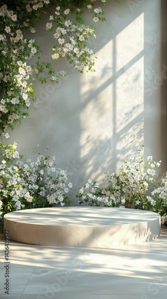 Fototapeta Minimal pedestal with background for product mock-up