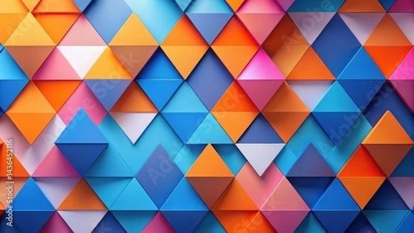 Obraz Abstract Colorful Triangular Pattern Background A vibrant and dynamic composition of geometric shapes, showcasing a captivating interplay of hues and textures, ideal for diverse design applications.