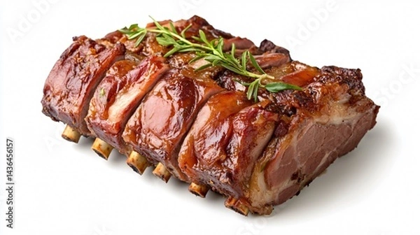 Fototapeta Delicious Pulled Pork Isolated on White Background - High-Quality Cut Out Image