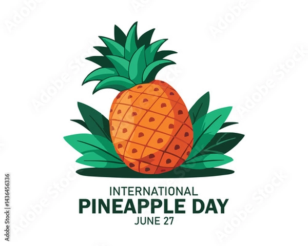 Fototapeta 27 June is International pineapple day background template. Holiday concept. use to background, banner, placard, card, and poster design template with text inscription and standard color.