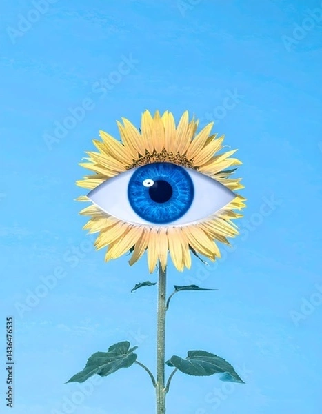 Obraz Sunflower with Eye, Surreal Concept