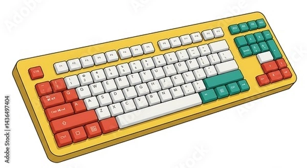 Fototapeta Computer Keyboard with Colored Keys for Gaming or Typing