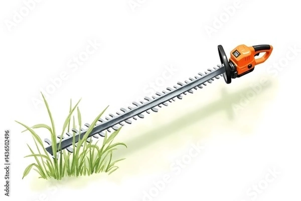 Obraz Watercolor hedge trimmer, pruning tool for plants, isolated white background