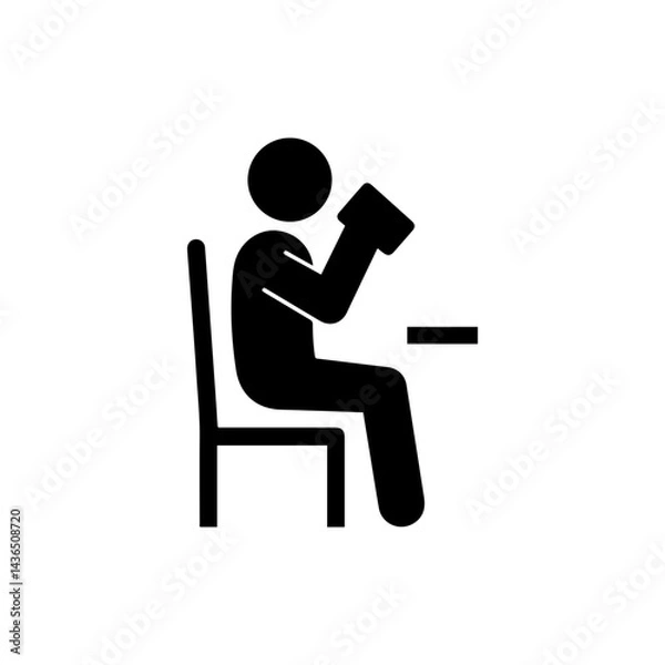 Fototapeta Black Filled Icon of a Person Drinking from a Mug While Sitting