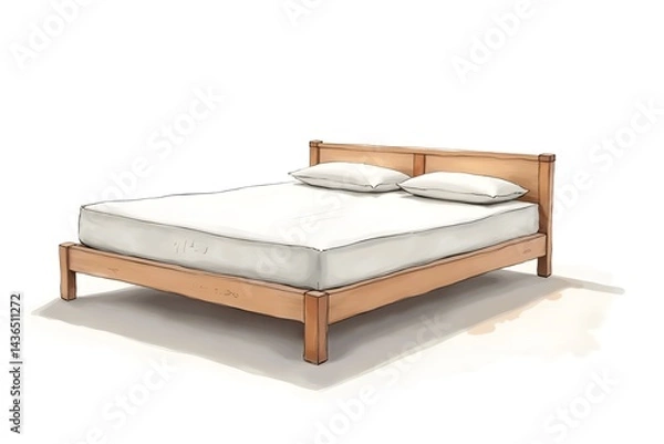 Fototapeta Watercolor Bed Frame as Structural Support for Mattress