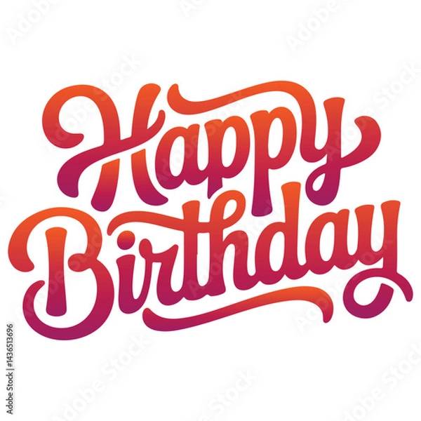 Fototapeta Colorful Happy Birthday Greeting Card Vector | Hand Lettered Typography with Confetti and Decorative Elements