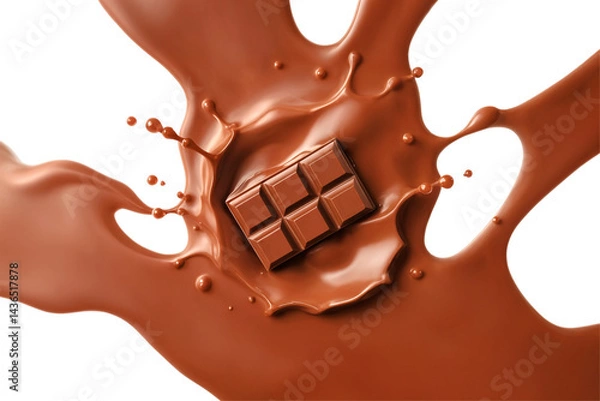 Fototapeta 3D Chocolate Explosion – Sweet Cocoa Chunks Meet Creamy Swirl