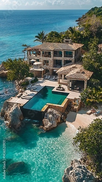 Obraz Oceanview property with relaxing tropical ambiance high resolution picture