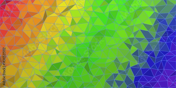 Fototapeta Stunning geometric mosaic with colorful, intricate patterns. Abstract stained glass background , the colored elements arranged in rainbow spectrum design. Vibrant Voronoi tessellation patterns.