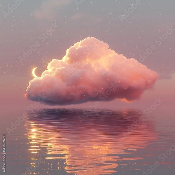 Obraz Pastel art scene with floating cloud high resolution picture