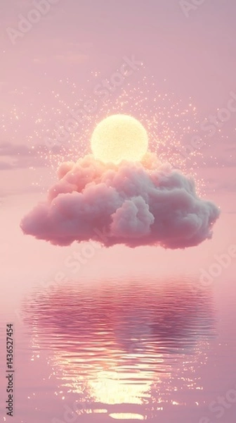 Obraz Pastel dreamscape with glowing cloud high resolution picture