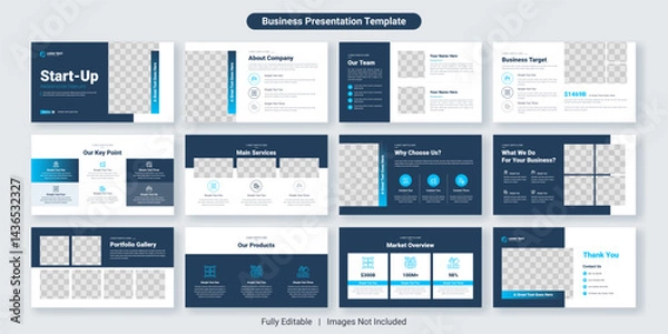 Obraz Creative business PowerPoint presentation slides template design. Use for modern keynote presentation background, brochure design, website slider, landing page, annual report, company profile