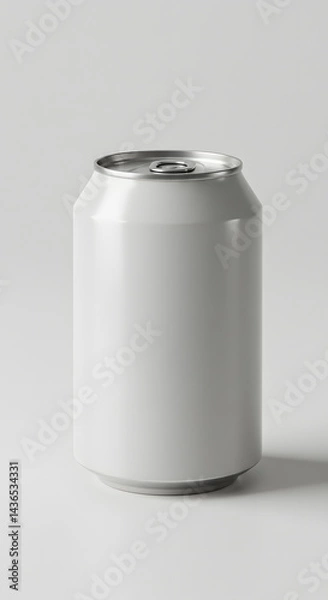 Fototapeta A pristine white beverage can, perfectly centered, highlighting its sleek and modern design.