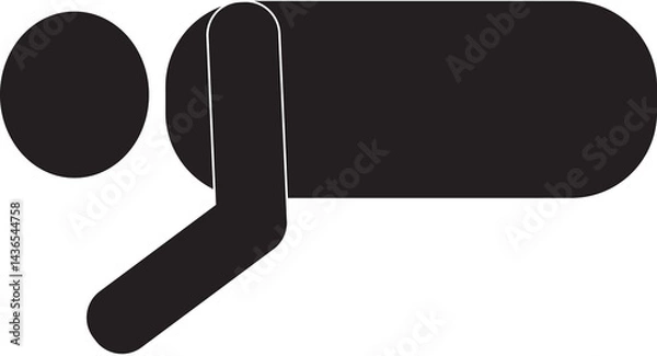 Fototapeta Sleeping icon, deep sleep, sleeping positions, sleeping icon, sleeping boy, cartoon boy, sleeping boy icon, blanket, abstract, sweet dreams, sketch, cartoon drawing, black color