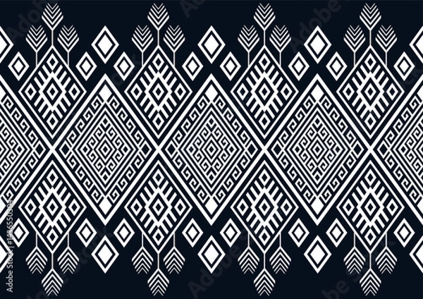 Fototapeta Native geometric ethnic pattern vector vintage black and white graphic design for clothing, home decoration, carpet, fabric. Traditional border graphic eps10 vector.