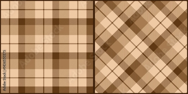 Fototapeta Gradient brown plaid seamless pattern vector. Background graphic tartan fashion design use for print, texture, cloth, fabric, flannel.