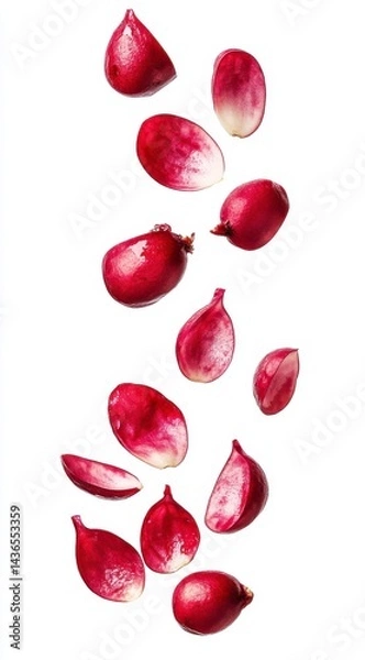 Obraz Falling Red and White Flower Petals on White Background