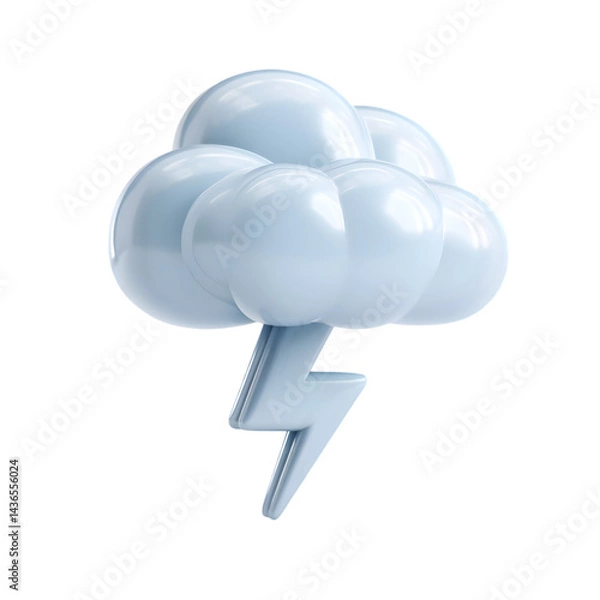 Fototapeta 3D Thunderstorm Icon Isolated on Transparent Background for Weather Forecasts, Storm Warning, and Meteorology Illustrations