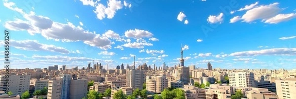 Fototapeta 3d animation tehran iran downtown skyline 