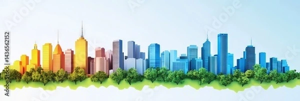 Fototapeta 3d vector sao paulo brazil downtown skyline