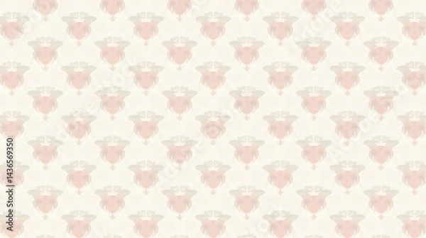 Fototapeta Delicate floral pattern with soft pink and cream hues. Elegant repeat design, ideal for backgrounds, textiles, and feminine designs.