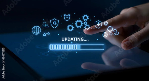 Obraz Update software and application upgrade technology concept. Software update or Operating system, program downloading, updating progress bar, Install app patch, Improved security, new version
