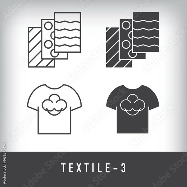 Fototapeta Fabric type, natural clothing, organic and fabric cutting, material and textile designs. Simple linear and flat artistic art icon set.