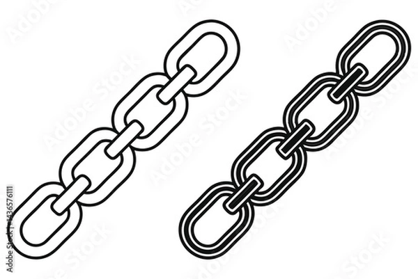 Fototapeta Isolated Chain Links, Seamless Black Outline, Security Concept, Symbol on White