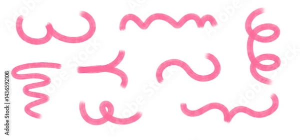 Fototapeta Collection of pink ribbon-like swirls for annotations, presentations etc. 