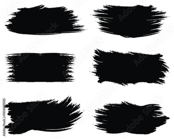 Obraz Black set paint, ink brush, brush strokes on a white background