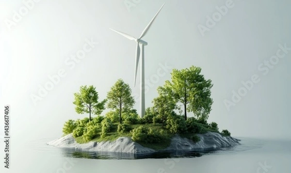 Obraz Eco-friendly concept: island wind turbine.