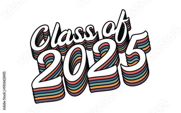 Fototapeta Class of 2025 typography design vector. Text for design, congratulation event, T-shirt, party, high school or college graduate. Editable class of 2025 typography design