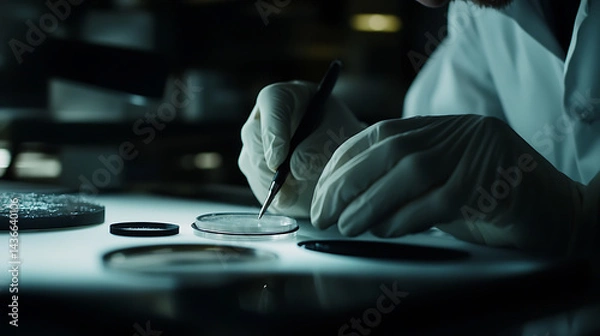 Fototapeta Scientist Examining Sample under Microscope