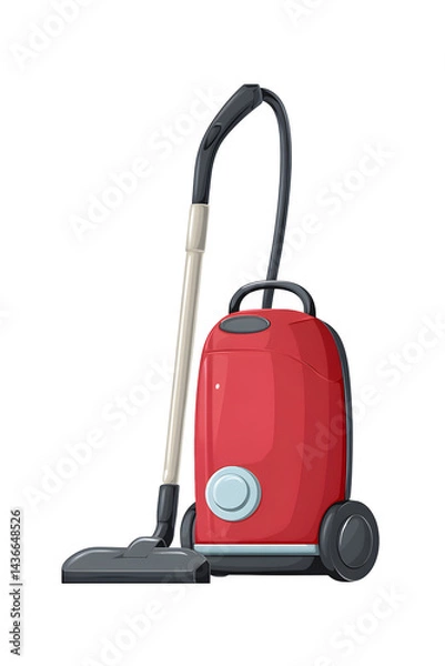 Fototapeta Red vacuum cleaner art on transparent background